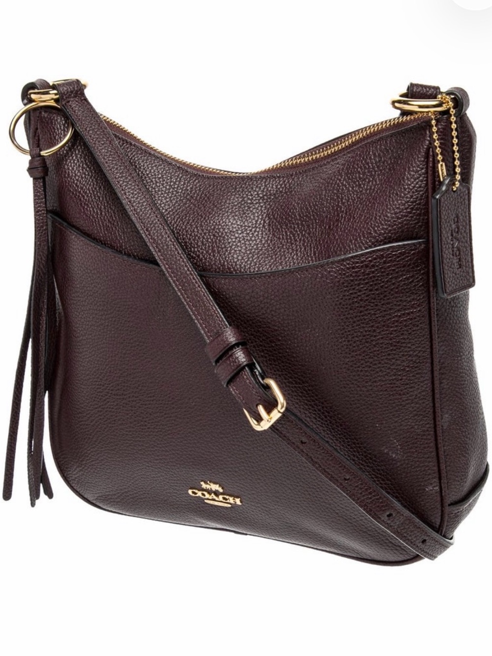 Coach Pebbled Leather Crossbody Bag in Dark Brown